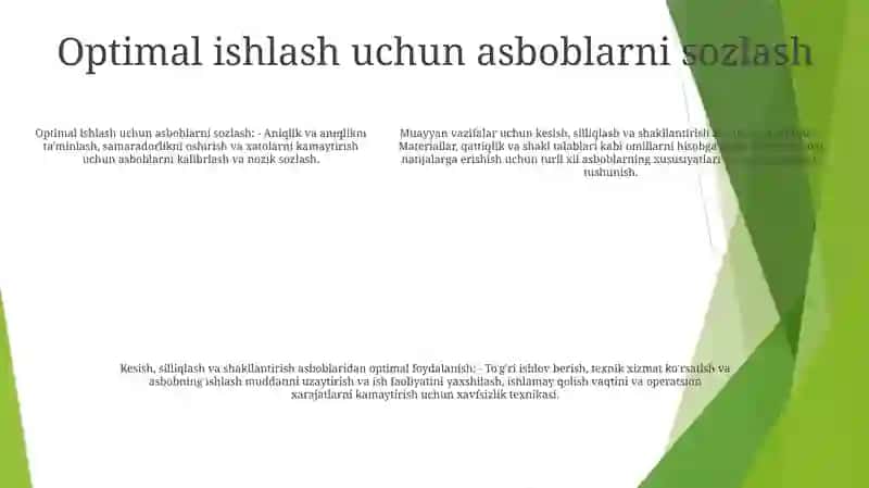 Kesuvchi Asboblarni Ishga Sozlash 4