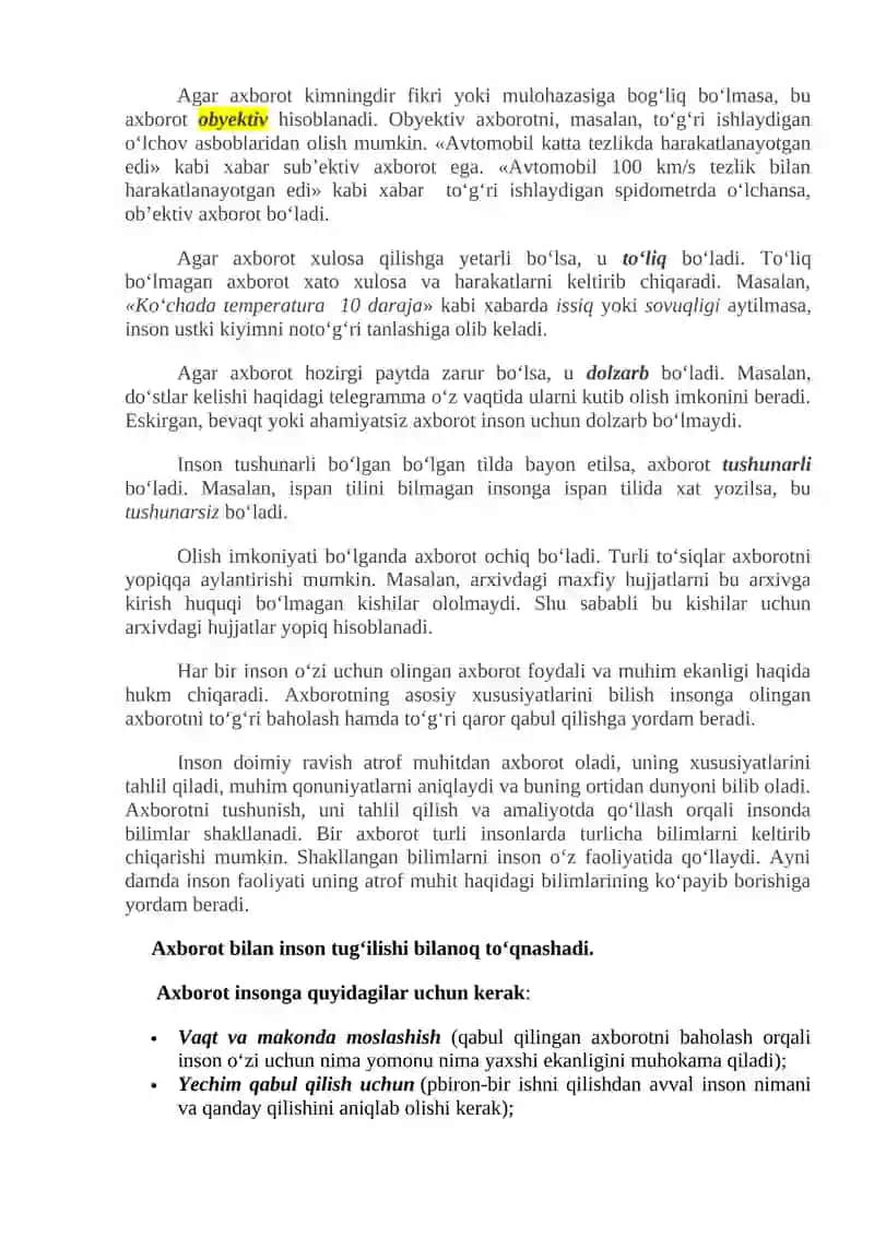 2-mavzu. Axborotning turlari va xususiyatlari 4