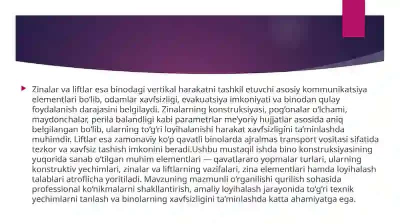 Binolarning qavatlararo yopmalari 4