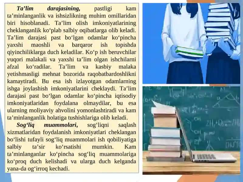 Kam ta’minlanganlik va umumiy ta’minot 4