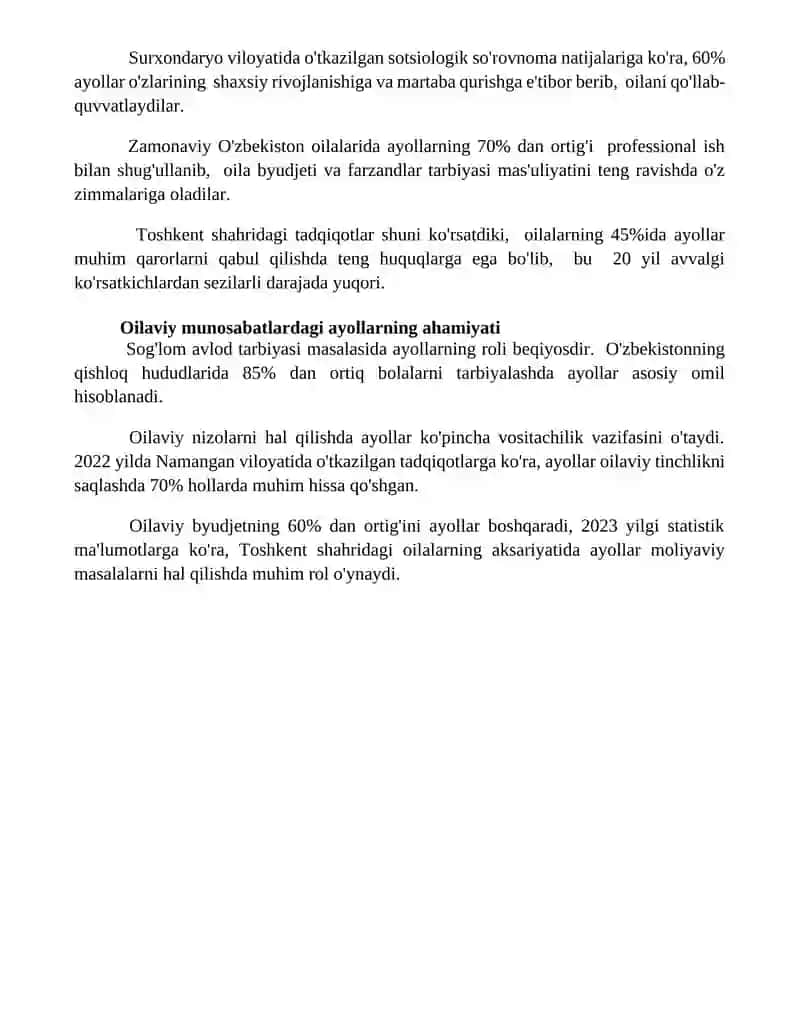 Ayollar va ularning oiladagi roʻli 4