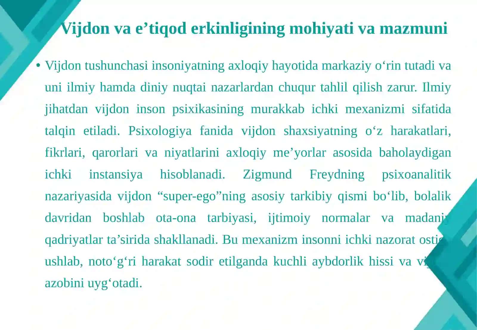 Vijdon va e'tiqod erkinligining ta'rifi 4