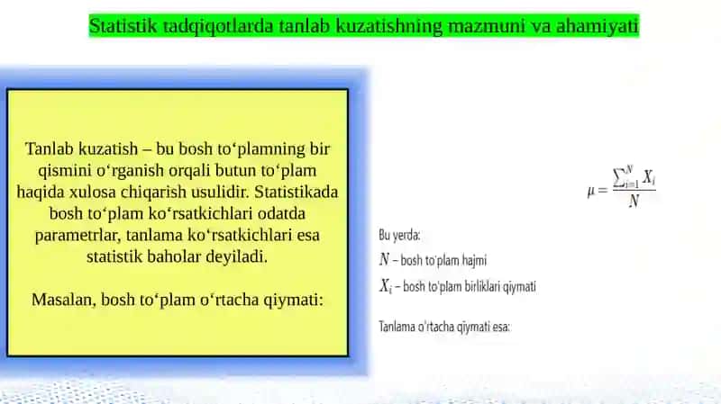 Statistik tadqiqotlarda tanlab kuzatish. Asosiy ehtimolliklar 4