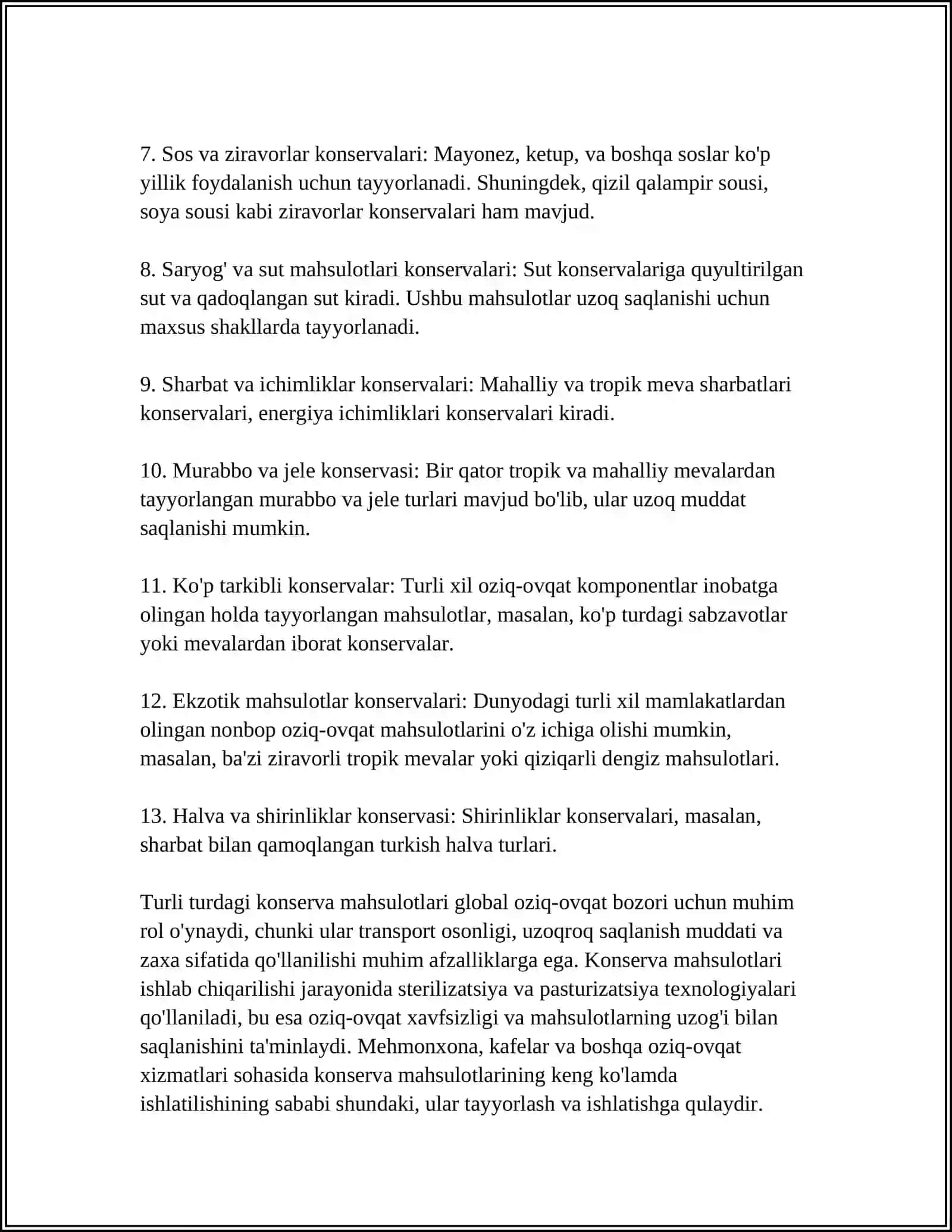KONSERVA MAHSULOTLARINING SIFAT KO'RSATGICHLARINI ANIQLASH 4