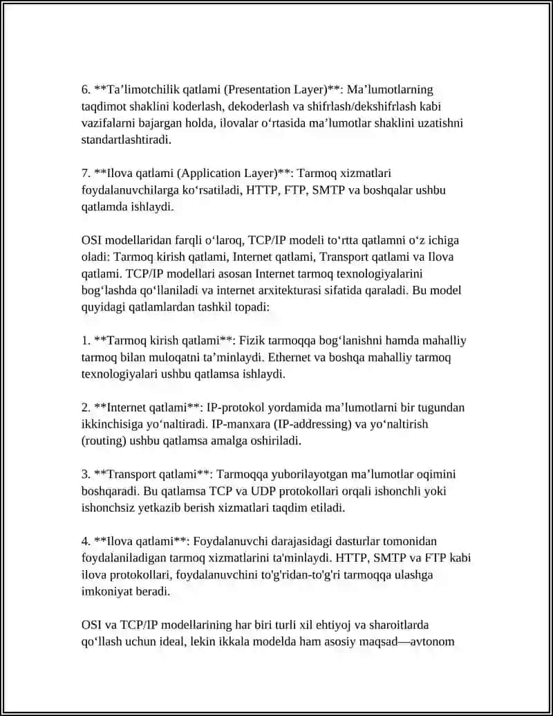 KOMPYUTER TARMOQLARINING TEXNOLOGIYALARI 4