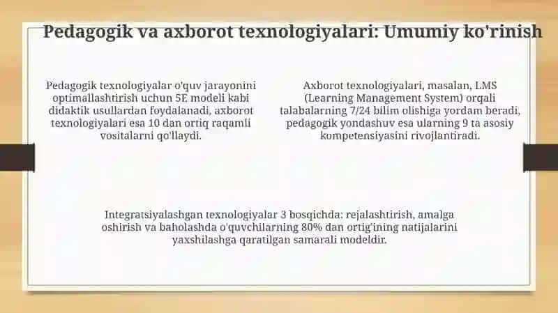 "Internet texnologiyalari" fanini pedagogik va axborot texnologiyalari yordamida o‘qitish metodikasi 4