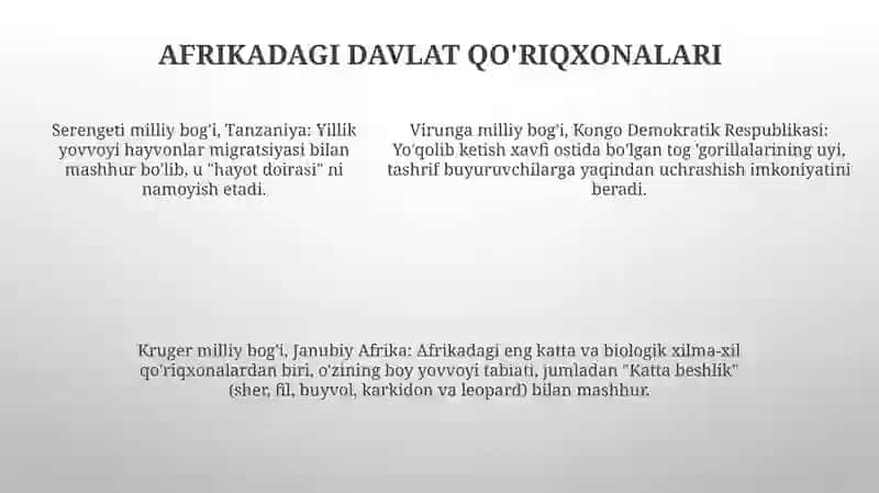 Afrika Materigining Milliy Bogʻlari 4