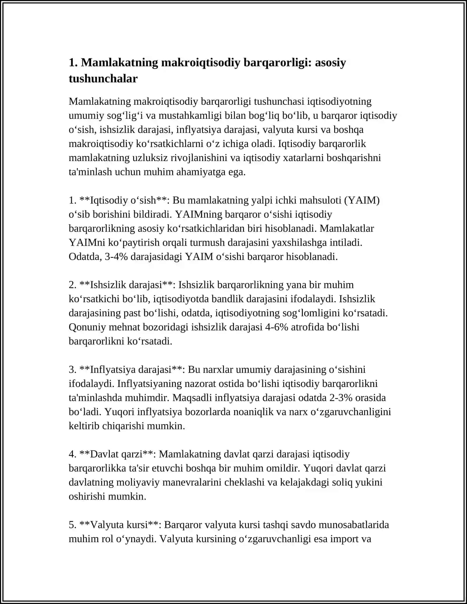 MAKROIQTISODIYOT. MAKROIQTISODIY BARQARORLIK: MUAMMOLAR VA YECHIMLAR 4