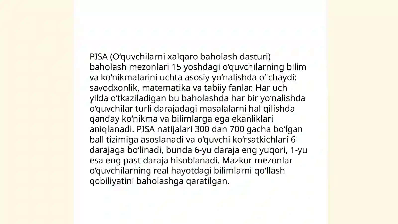 Xalqaro baholash dasturi PISA 4