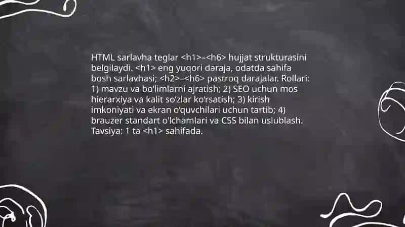 HTML teglarining turlari va ularning vazifalari 4