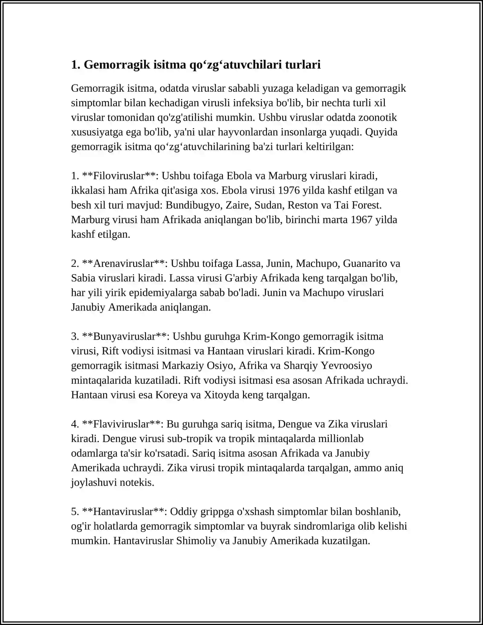 GEMORRAGIK ISITMA QOʻZGʻATUVCHILARI, PATOGENEZI, LABORATORIYA TASHXISI 4