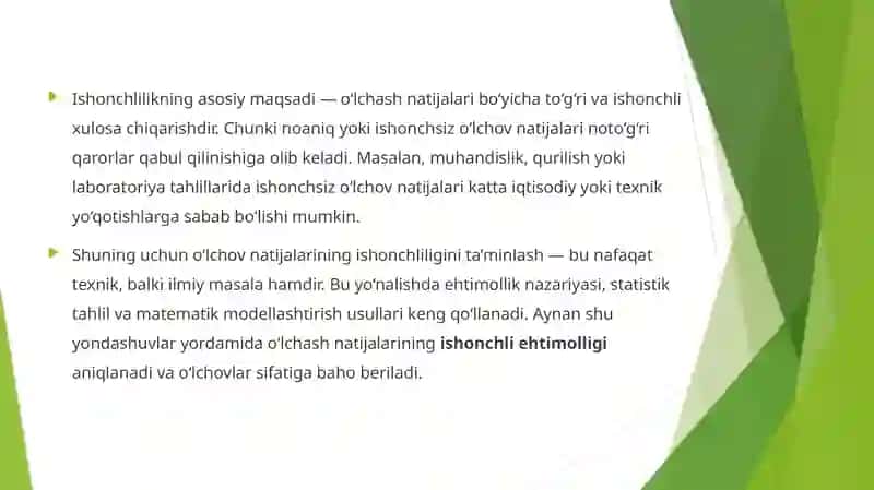 O‘lchash natijalarining ishonchli ehtimolligini aniqlash 4