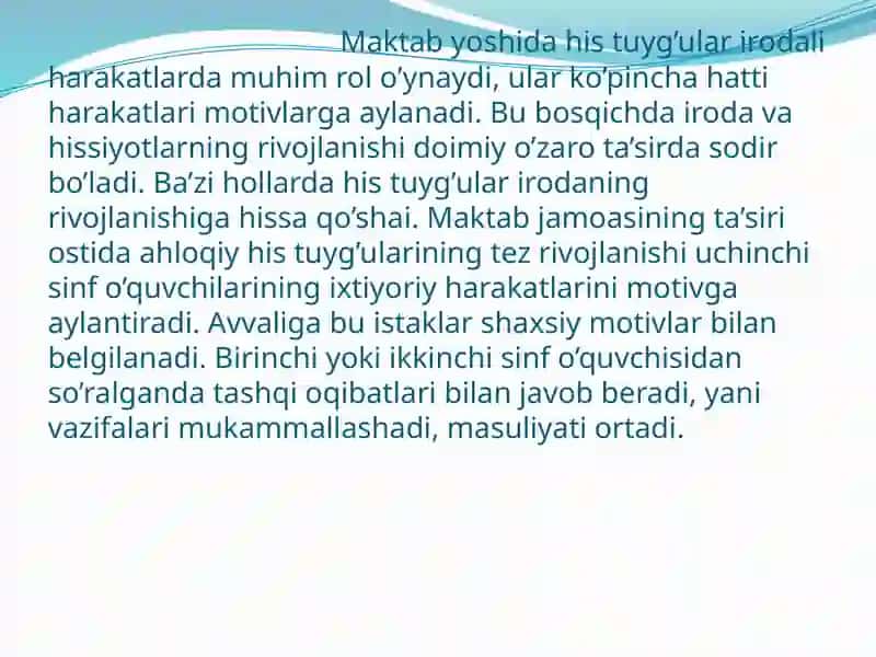 Hissiy emotsional sohasi rivojlanishi 4