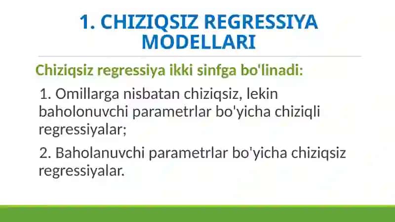 CHIZIQSIZ REGRESSIYA 4