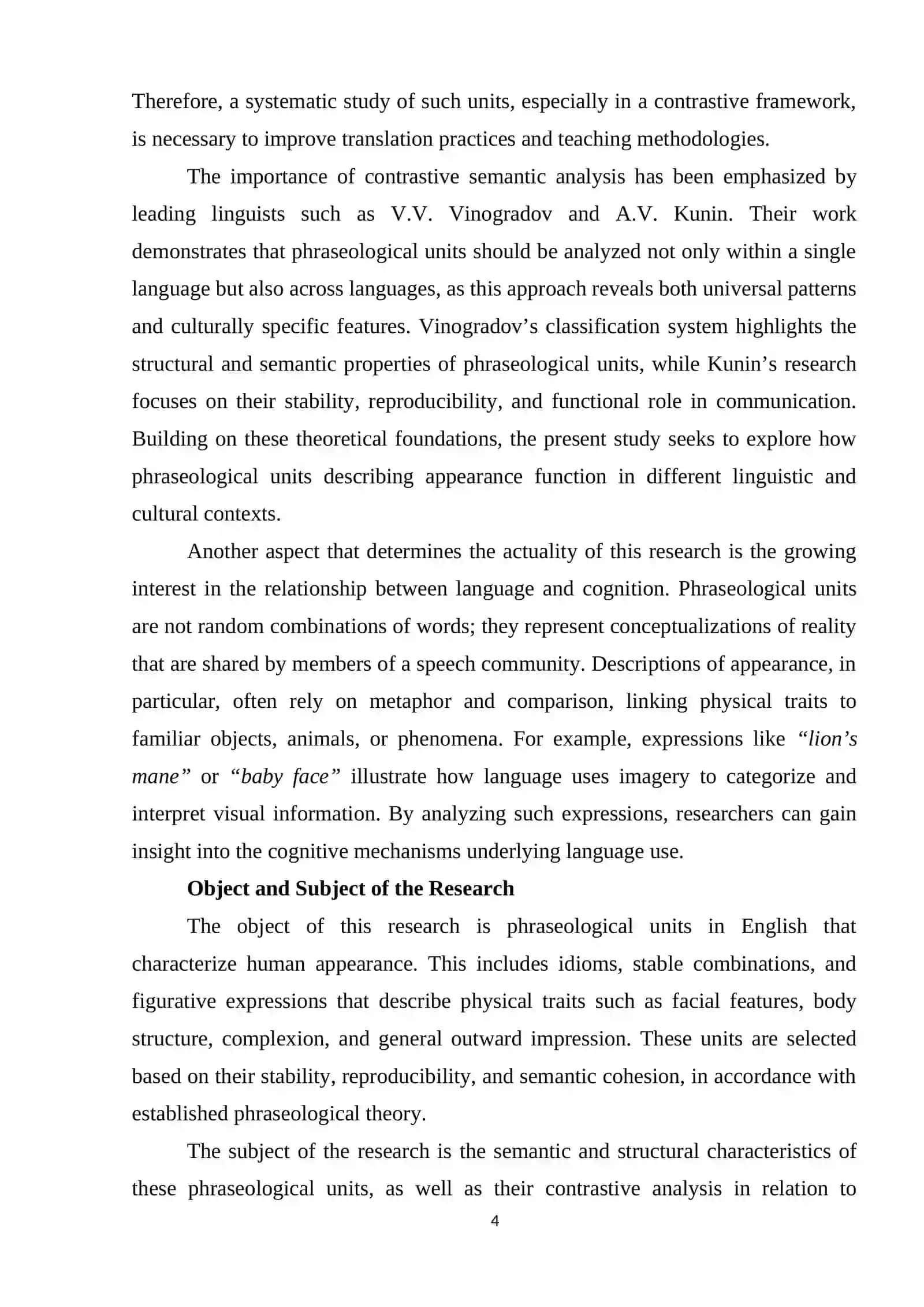Comparative Analysis of Phraseological Units Characterizing a Person’s Appearance in English and Russian 4