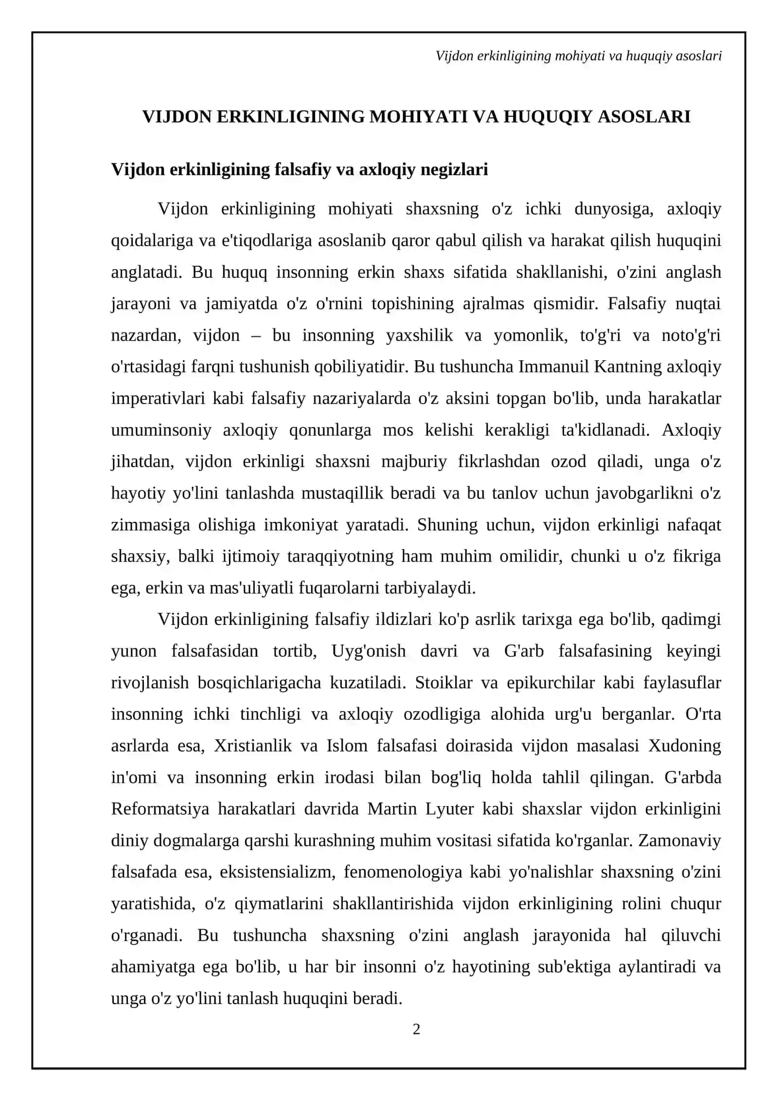 Vijdon va eʼtiqod erkinligining taʼrifi 4