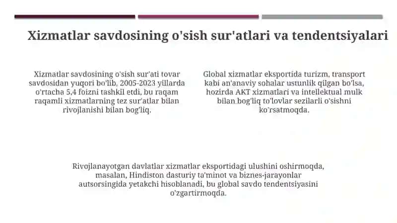 Xalqaro xizmatlar savdosi 4