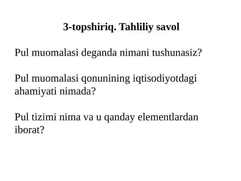 Pul muomalasi va pul tizimi 4