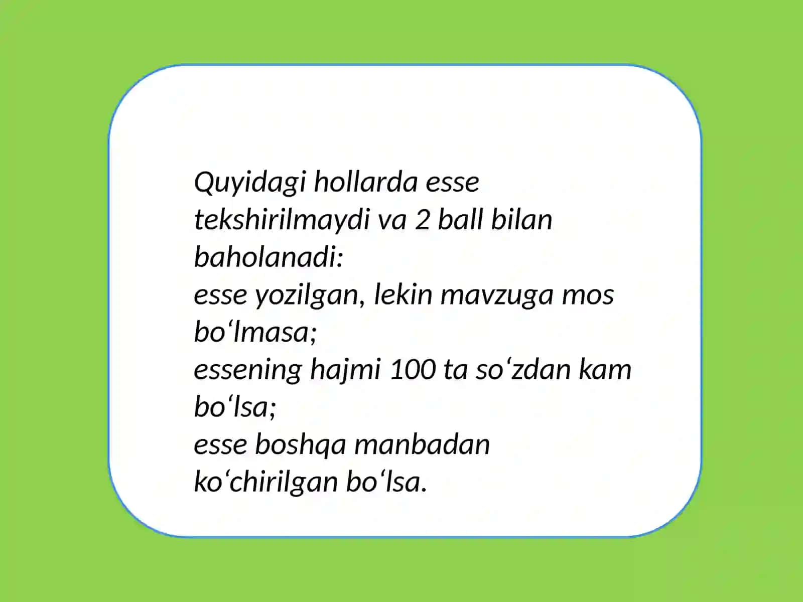Yozmaishlarni baholash mezonlarini belgilash asoslari 4