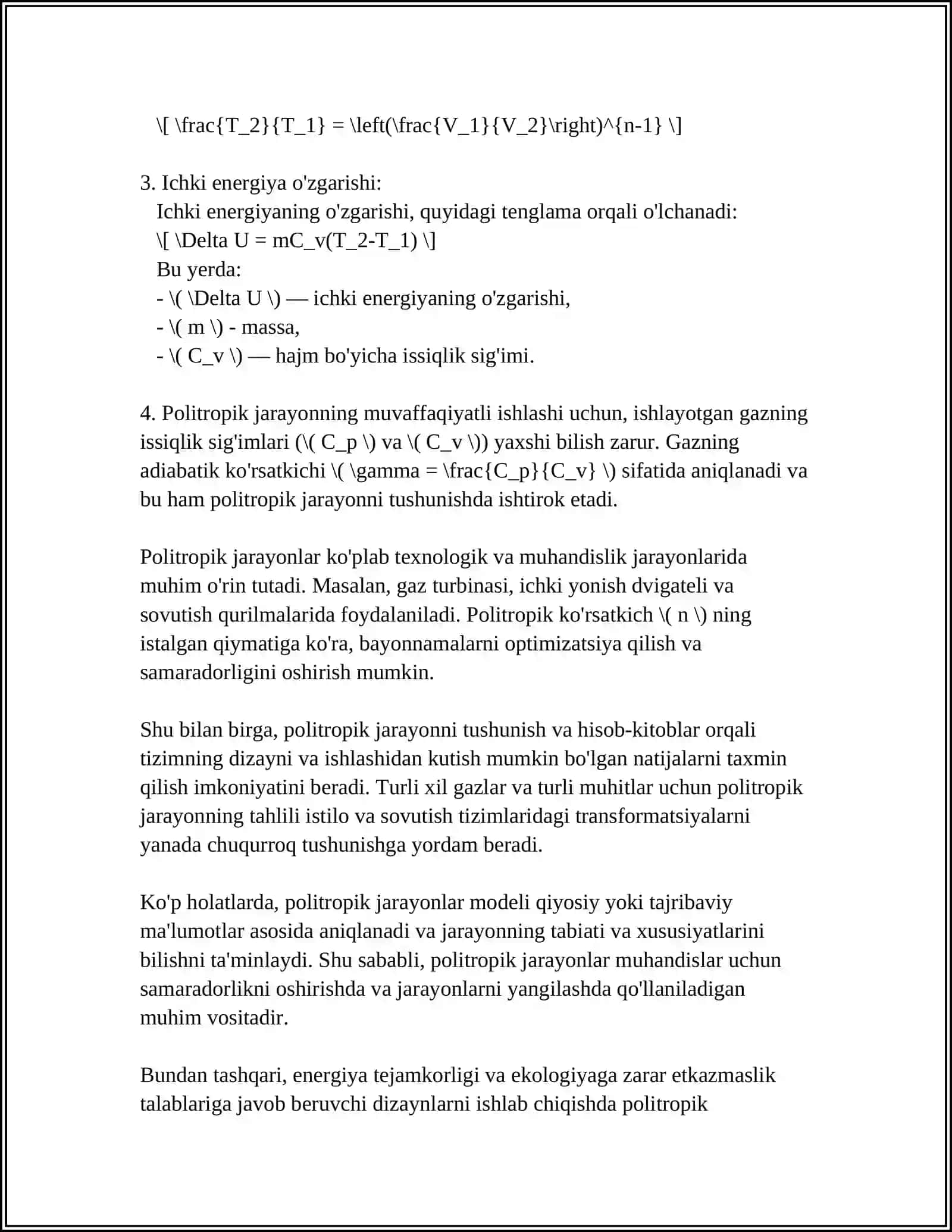 POLITROPIK JARAYONLAR 4