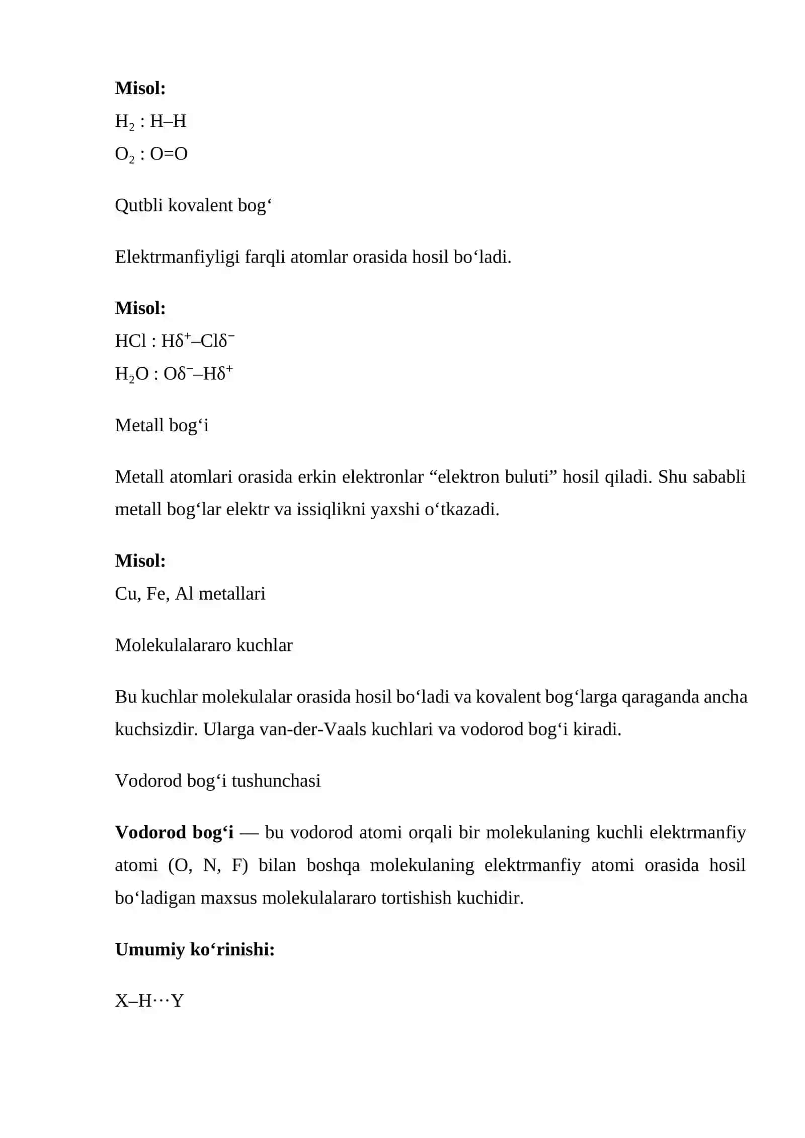 Vodorod bog‘i, uning hosil bo‘lish shartlari va ahamiyati 4