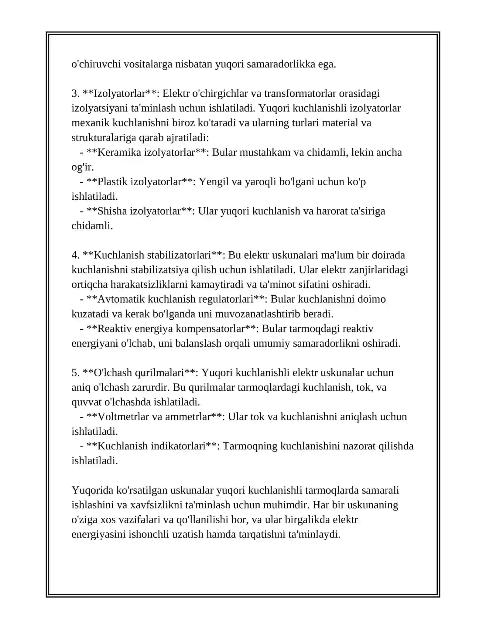 YUQORI KUCHLANISHLI ELEKTR USKUNALAR 4