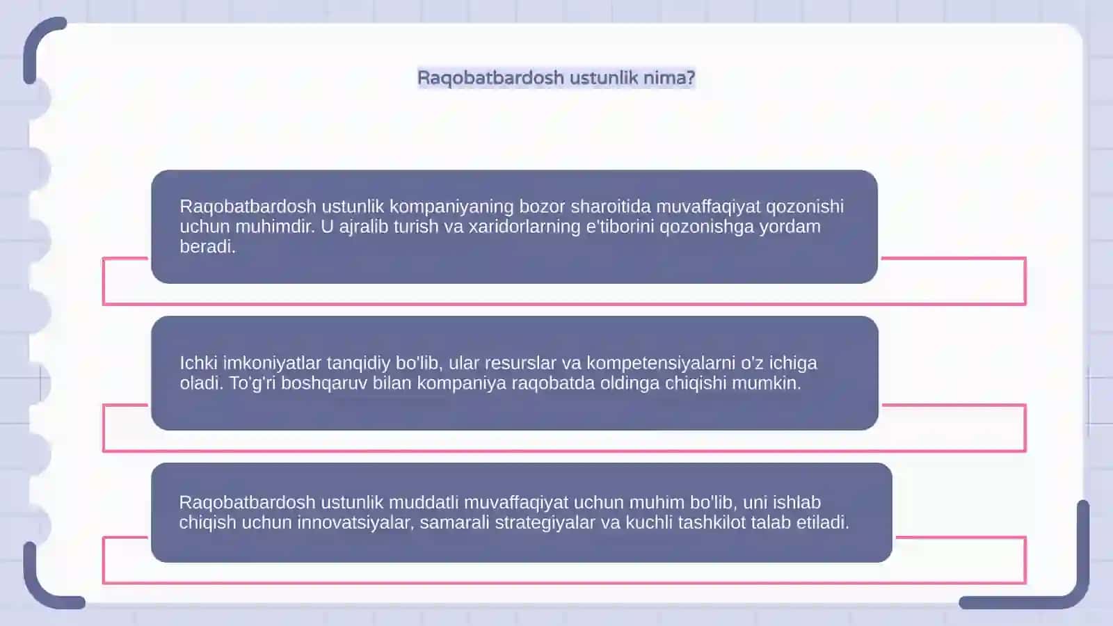 Ichki imkoniyatlar va raqobatbardosh ustunlik 4