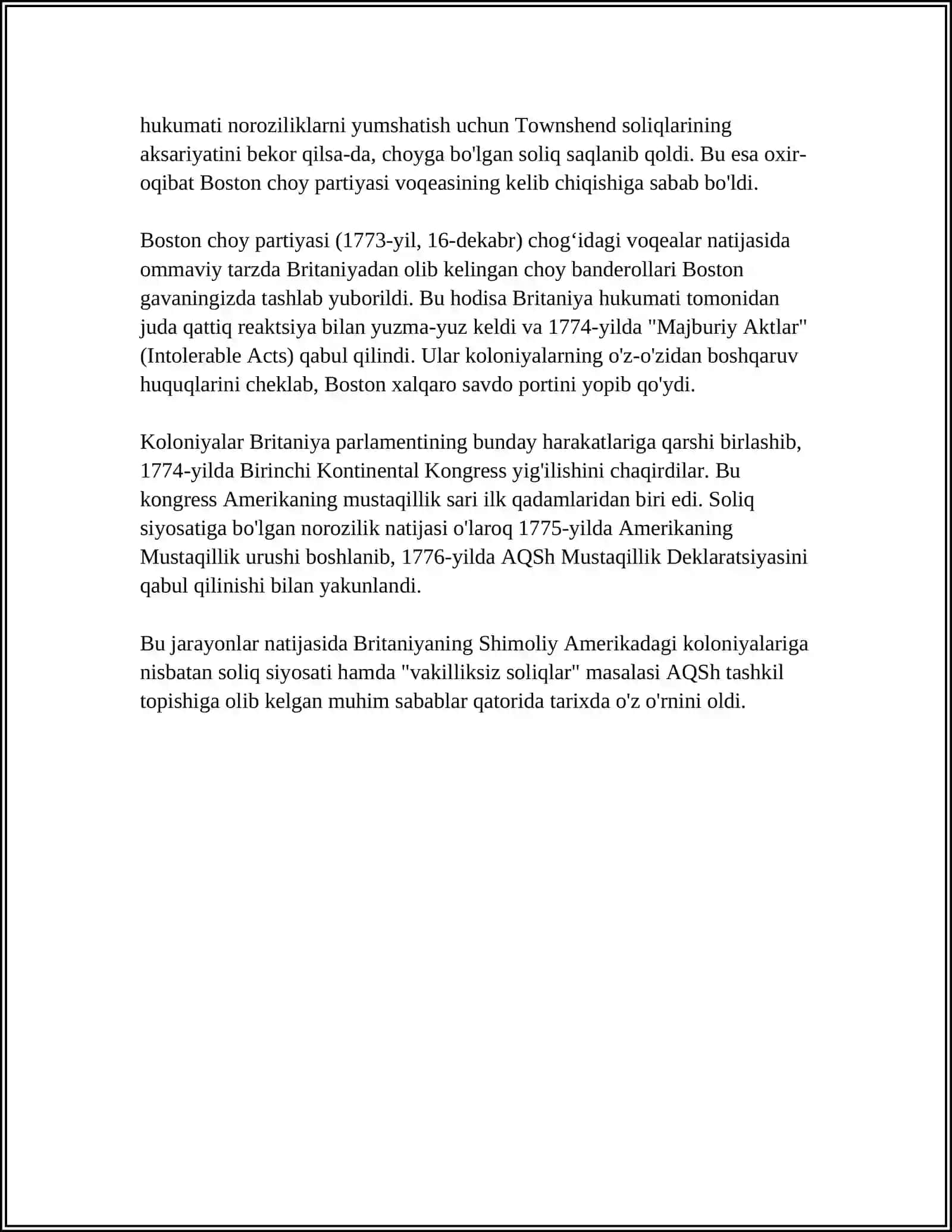 XVIII ASRDA SHIMOLIY AMERIKA AMERIKA QOʻSHMA SHTATLARINING TASHKIL TOPISHI 4