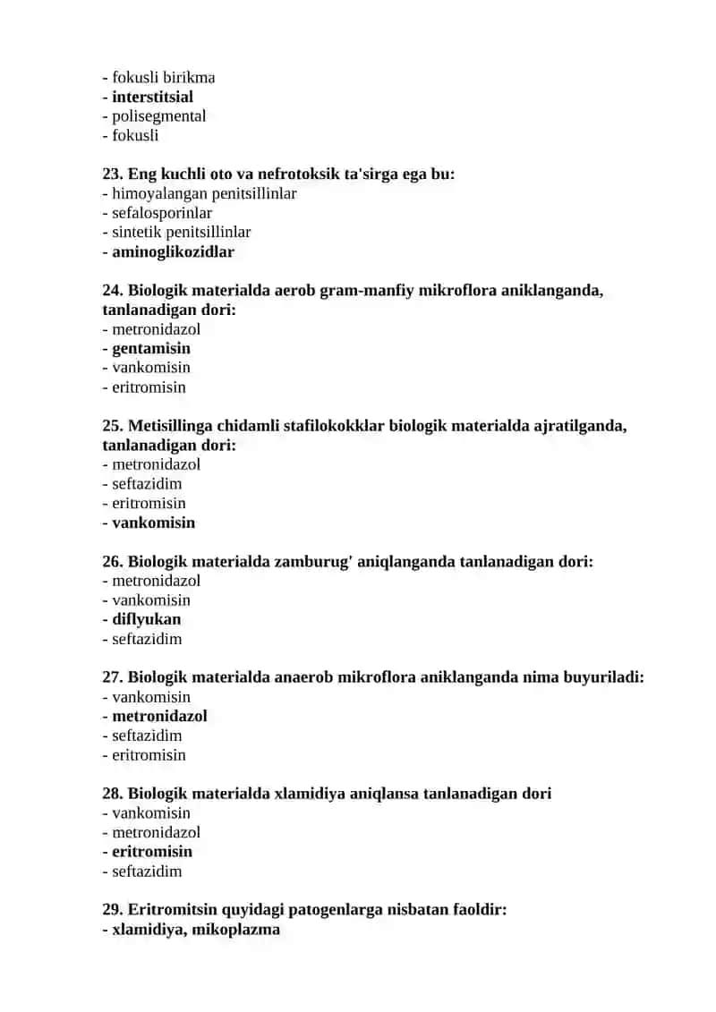 Neonatologiya mutaxassisligi bo'yicha test, javoblari bilan 4