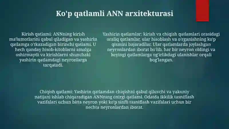 Ko'P Qatlamli Sun'Iy Neyron To'Rlari 4