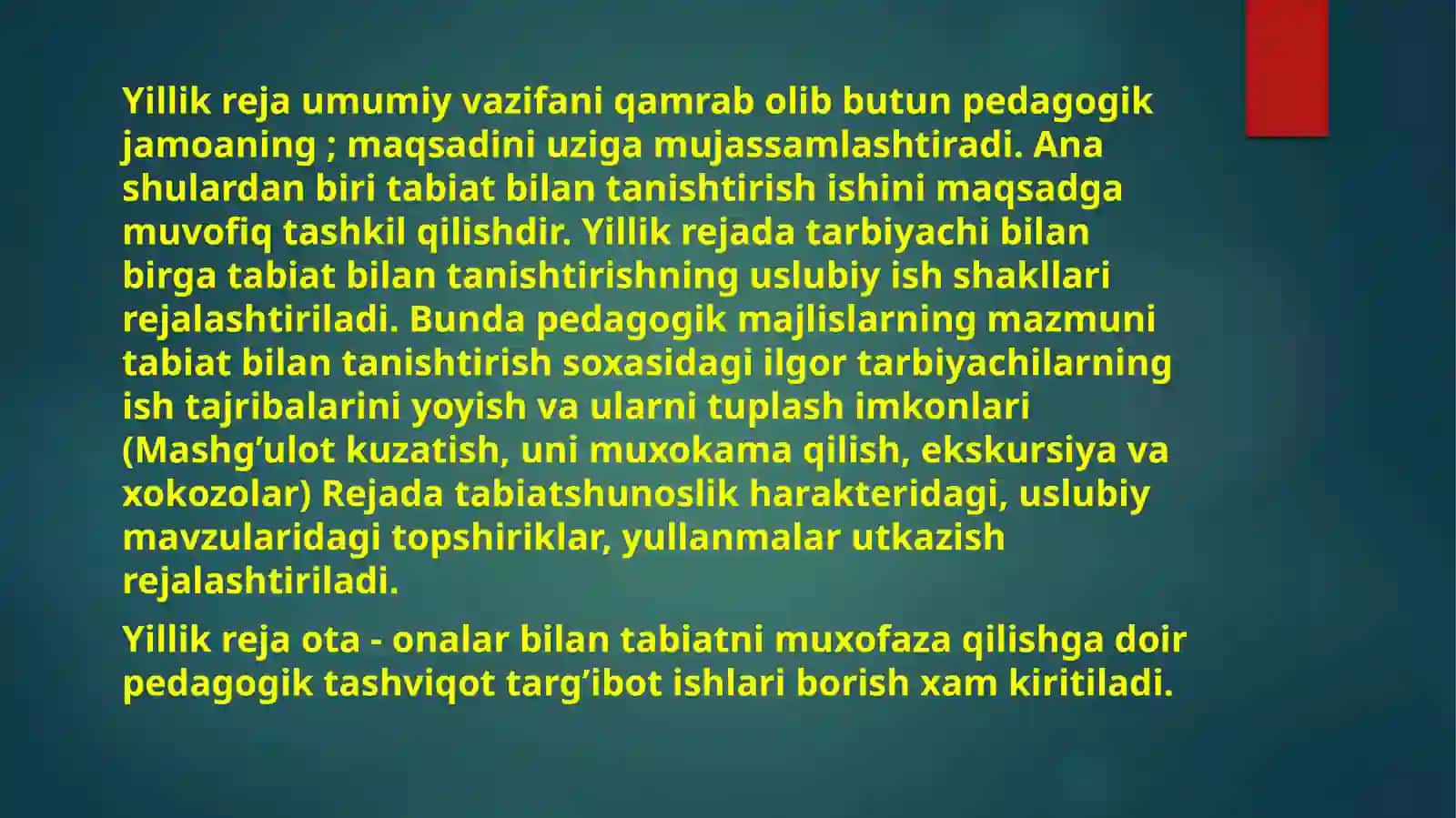 MAKTABGACHATA’LIM ISH HUJJATLARIDA TABIAT BILAN TANISHTIRISH 4