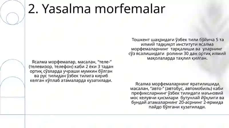 Morf va morfema. Morfema turlari 4