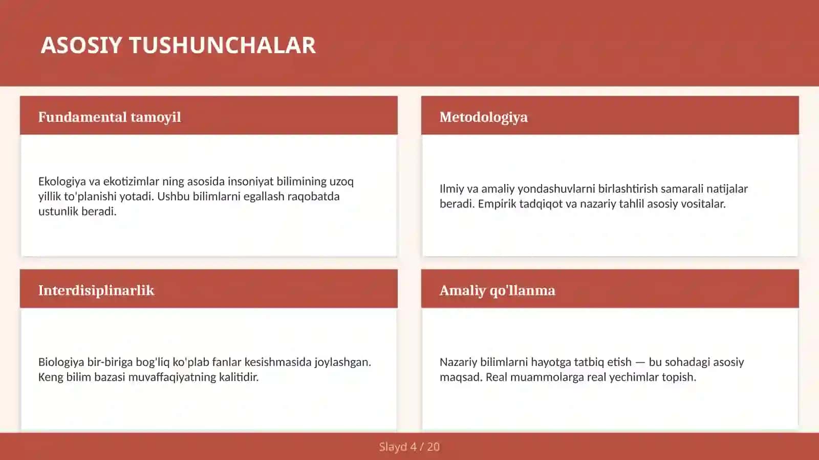 Ekologiya va ekotizimlar 4