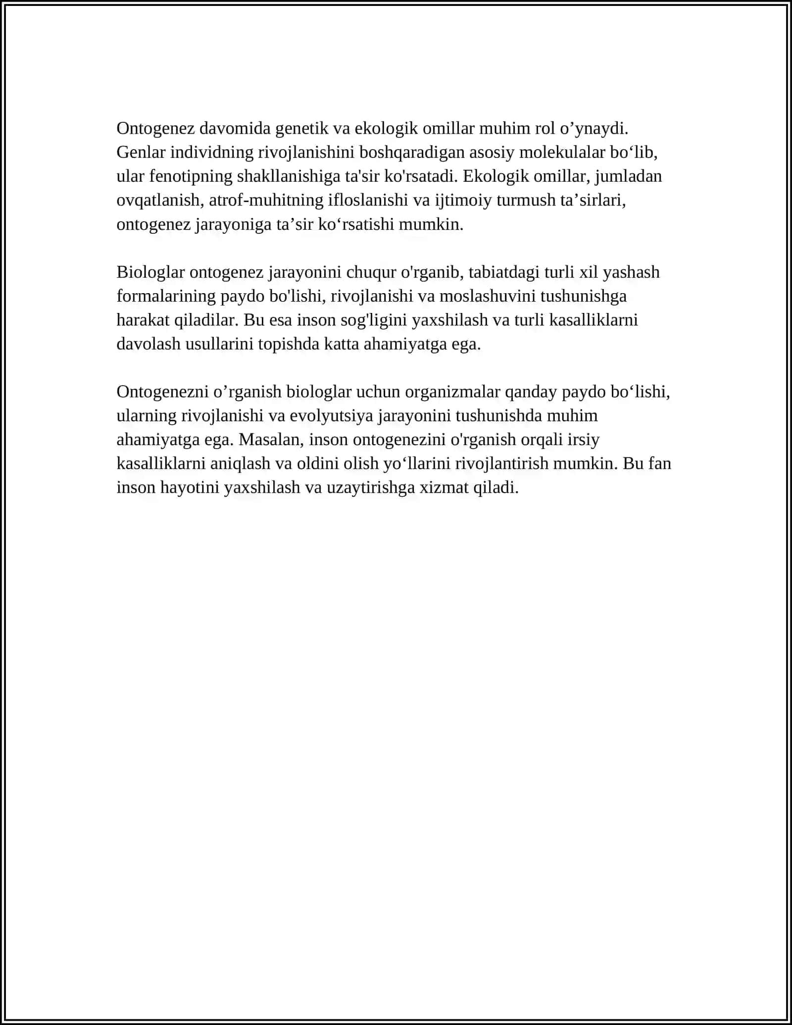 ONTOGENEZ VA BIOGENETIK QONUN 4