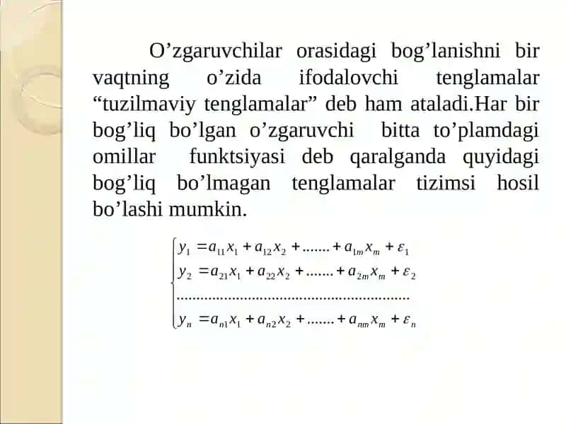 Tenglamalar tizimi ko’rinishidagi ekonometrik modellar 4