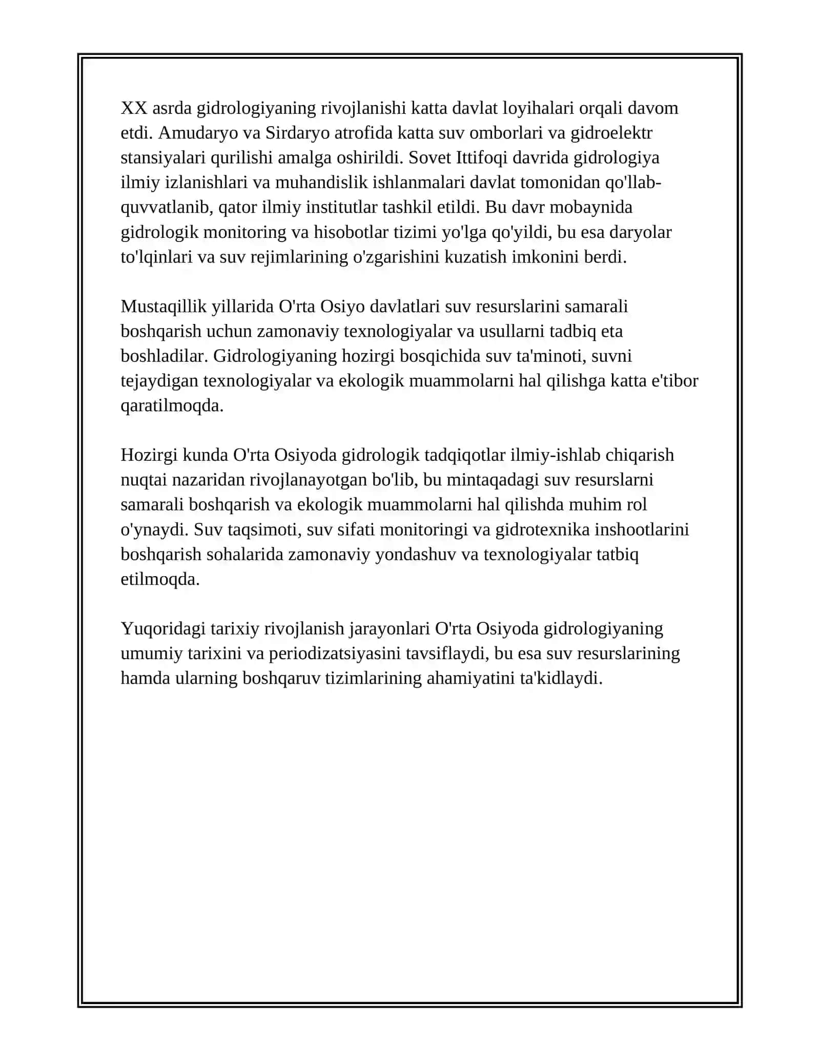 ÔRTA OSIYODA GIDROLOGIYANING RIVOJLANISH TARIXI 4