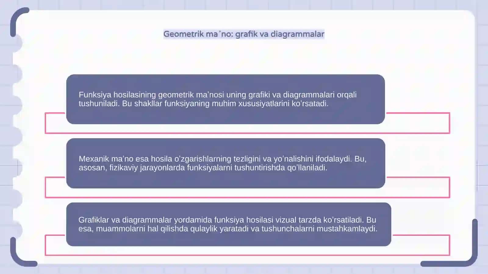 Funksiya hosilasining geometrik va mexanik maʼnosi 4