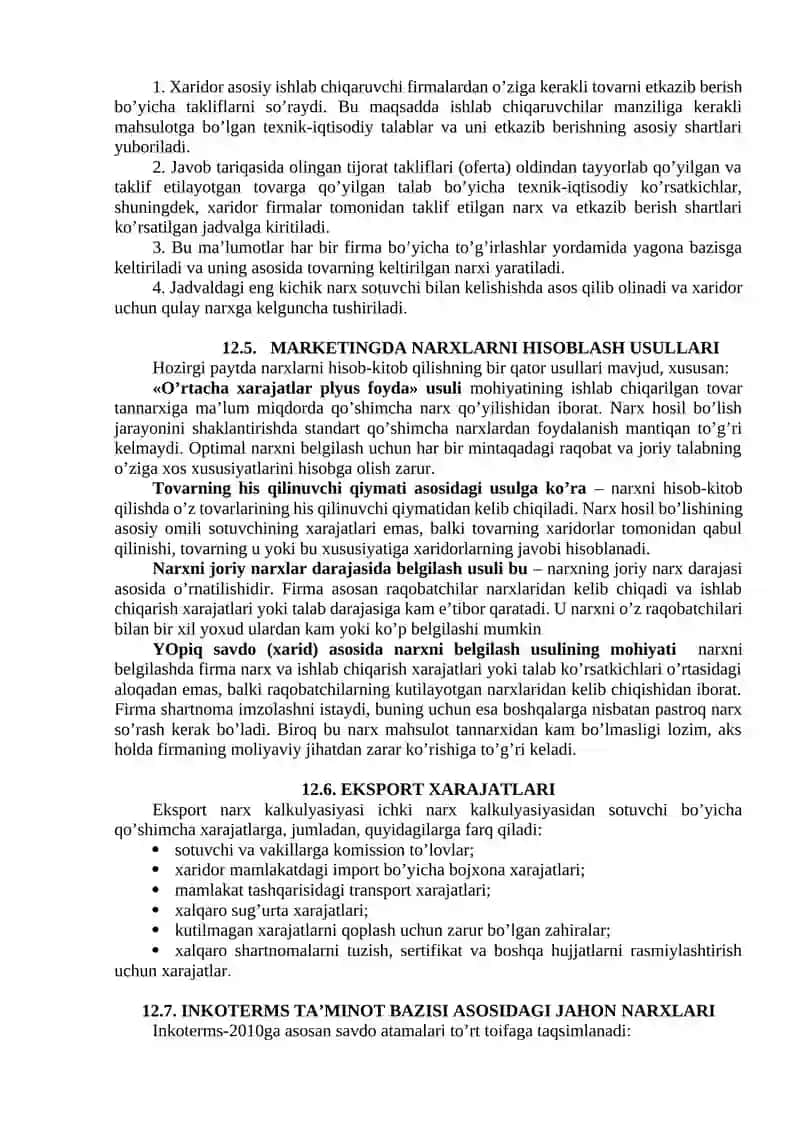 Xalqaro marketingda narx shakllanishi 4