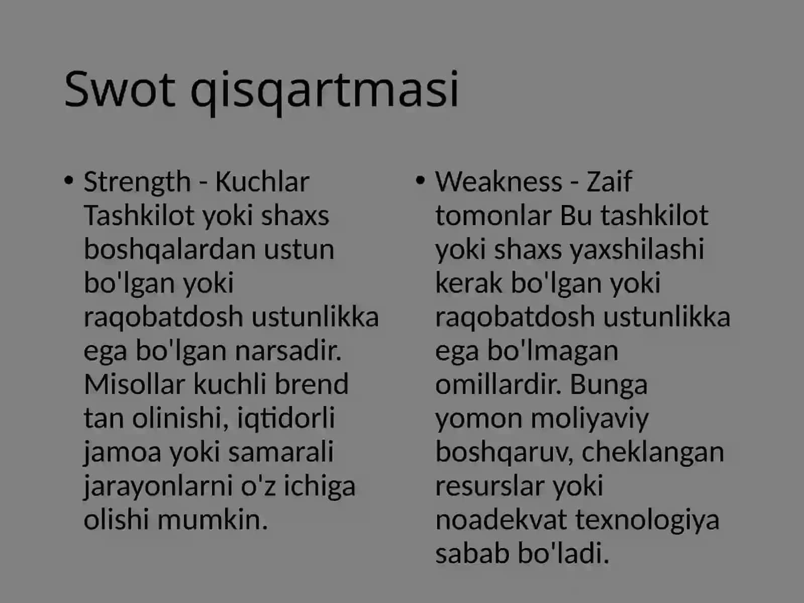 SWOT TAHLIL MAZMUNI 4