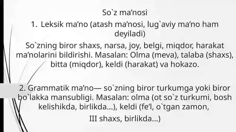 So’zturkumlarining leksik va grammatik ma'nolari ustida ishlash 4