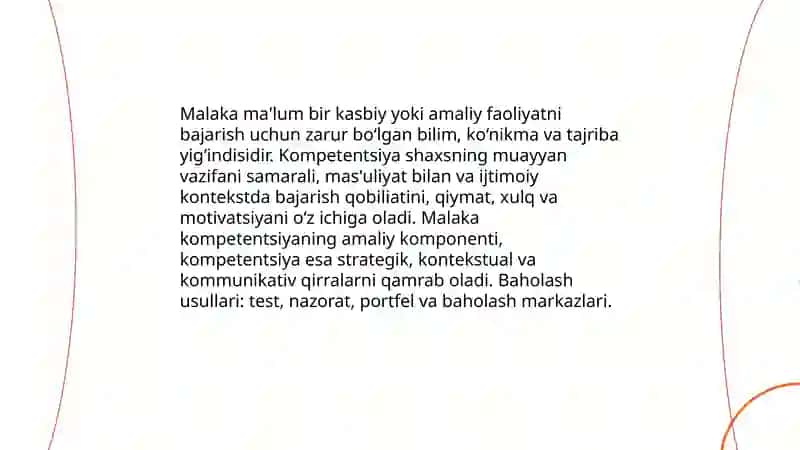 Faoliyatning o‘zlashtirilishi va malakalarni egallash 4
