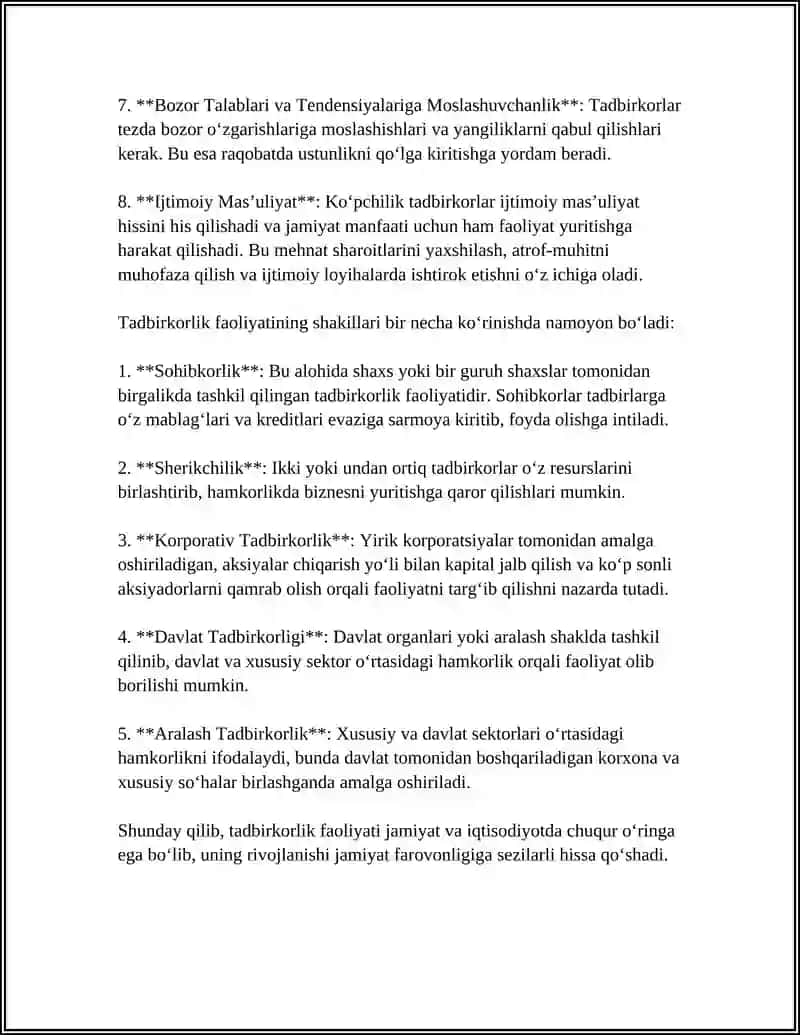 TADBIRKORLIK FAOLIYATI VA UNING SHAKILLARI 4