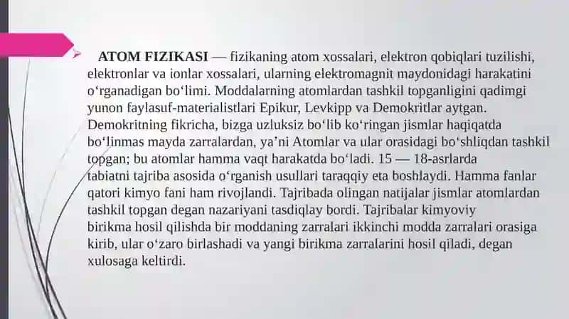 Atom fizikasi. Vodorod atomi uchun Bor nazariyasi. 4