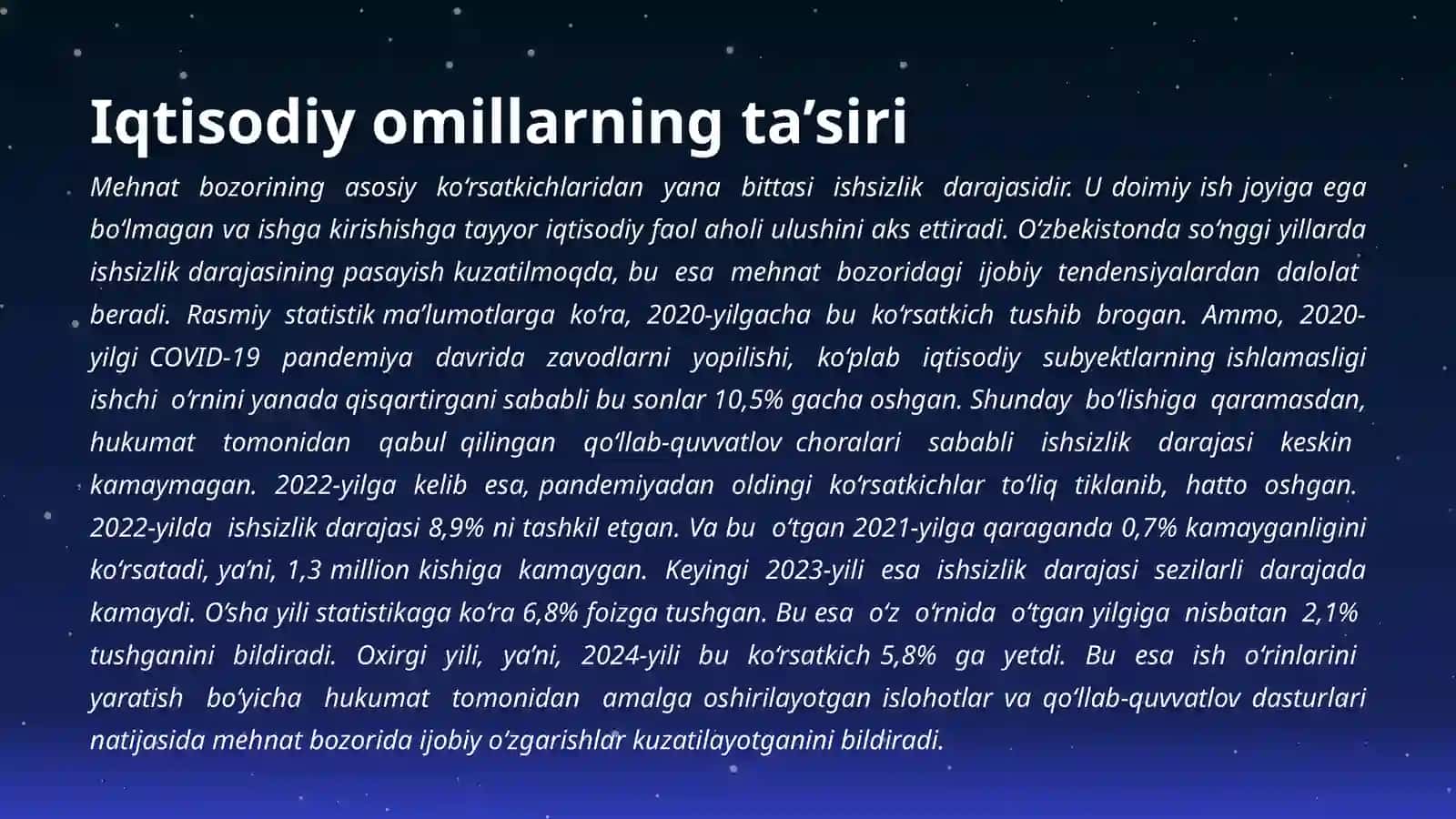 Ishsizlik darajasi. Davlat bandlik siyosati 4