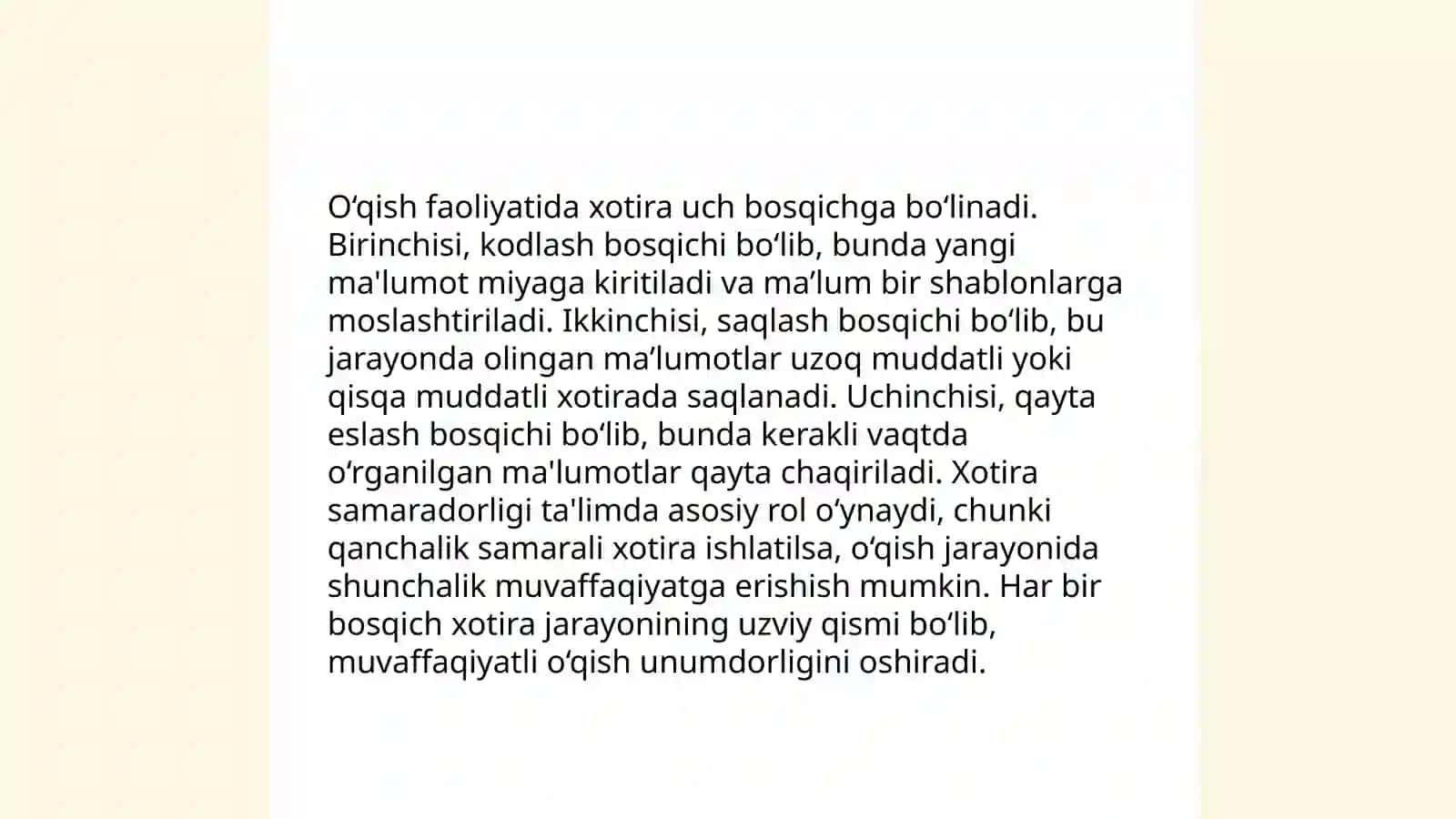 Xotirani rivojlantirish texnikalari 4