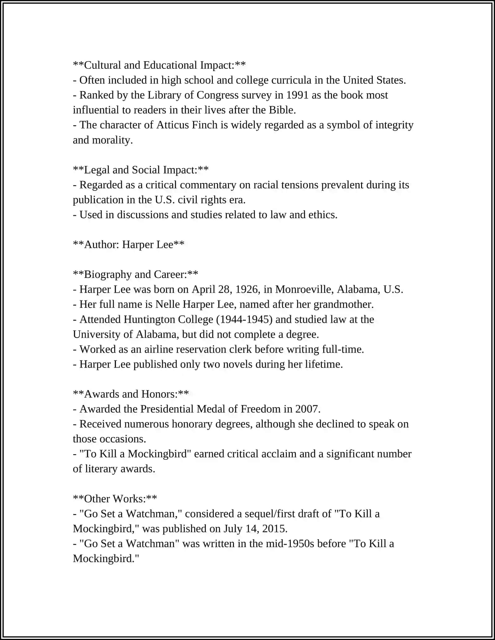 "To Kill a Mockingbird" 4