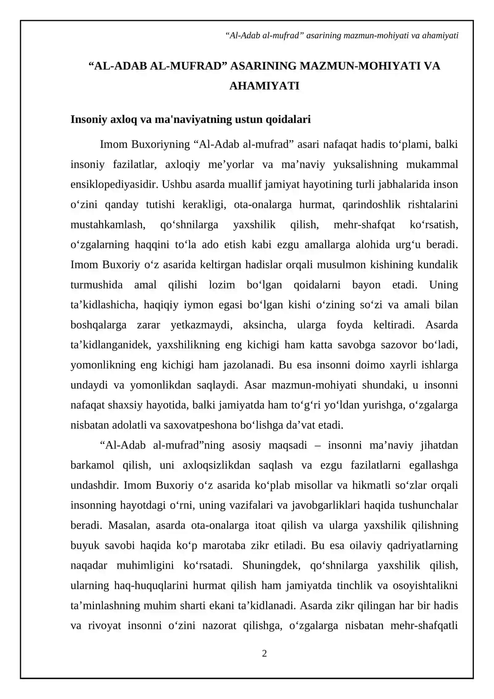 Imom Buxoriyning “Al-Adab al-mufrad” 4