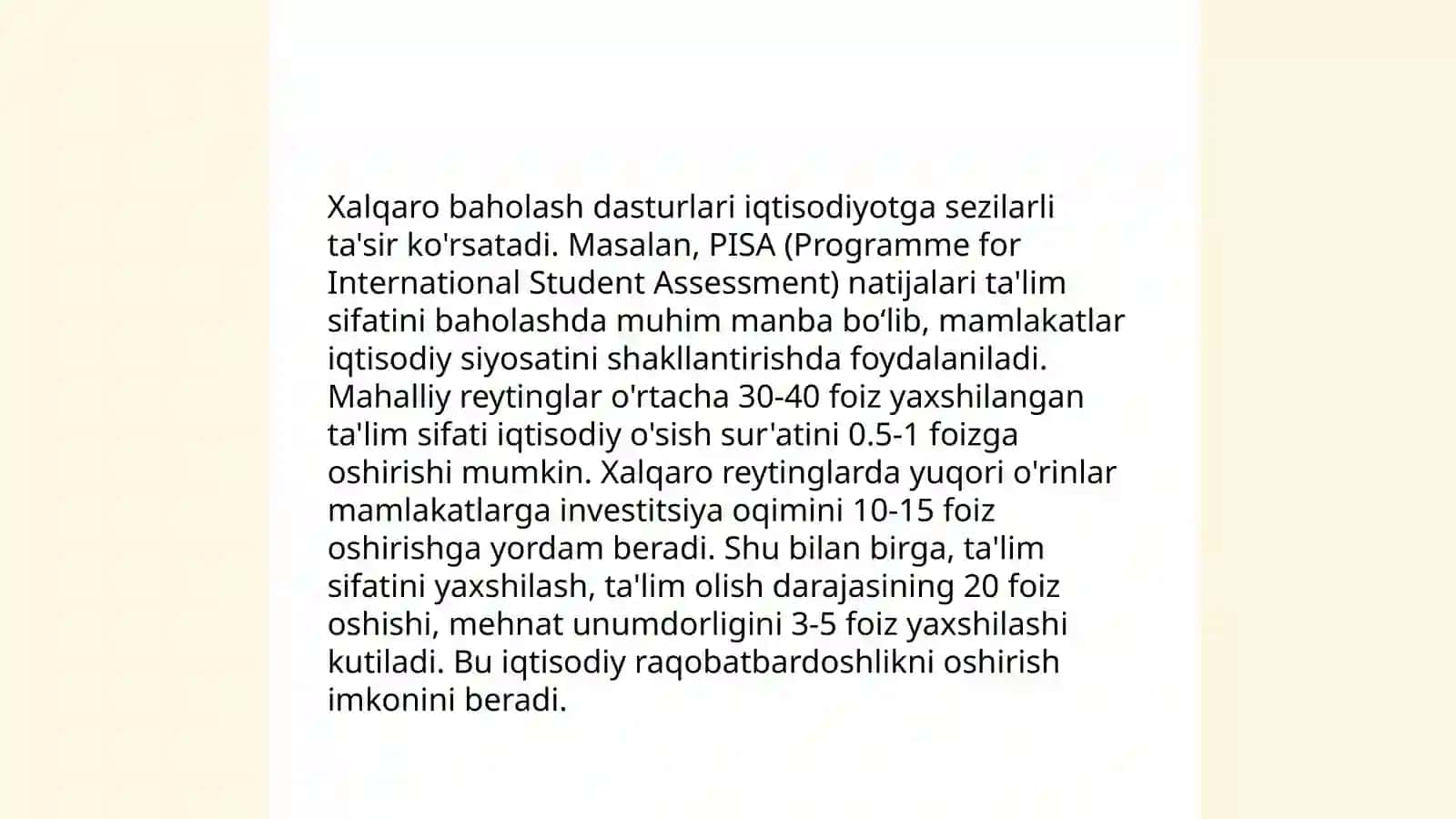 Xalqaro baholash dasturi nima? 4