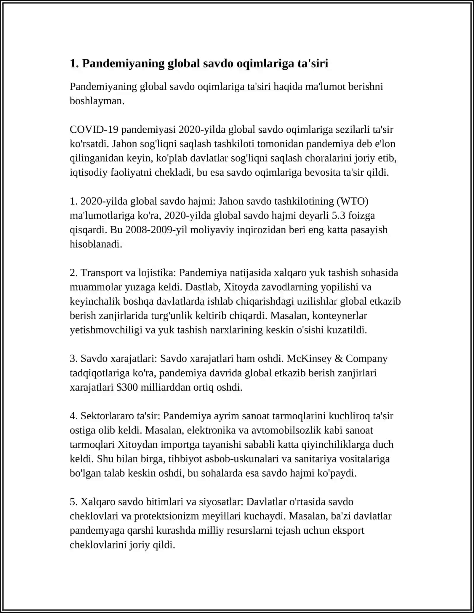 Pandemiyaning Global Savdo Oqimlariga Ta'siri 4