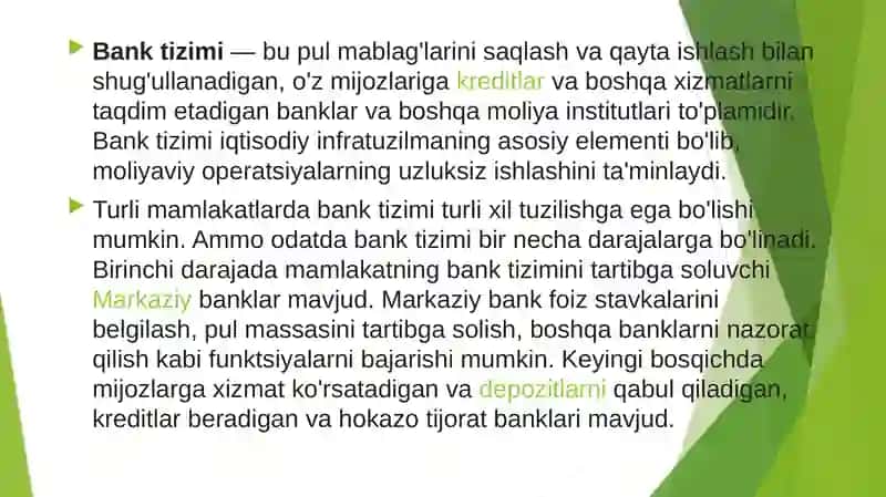 Bank tizimi.Pul kiridit siyosati 4
